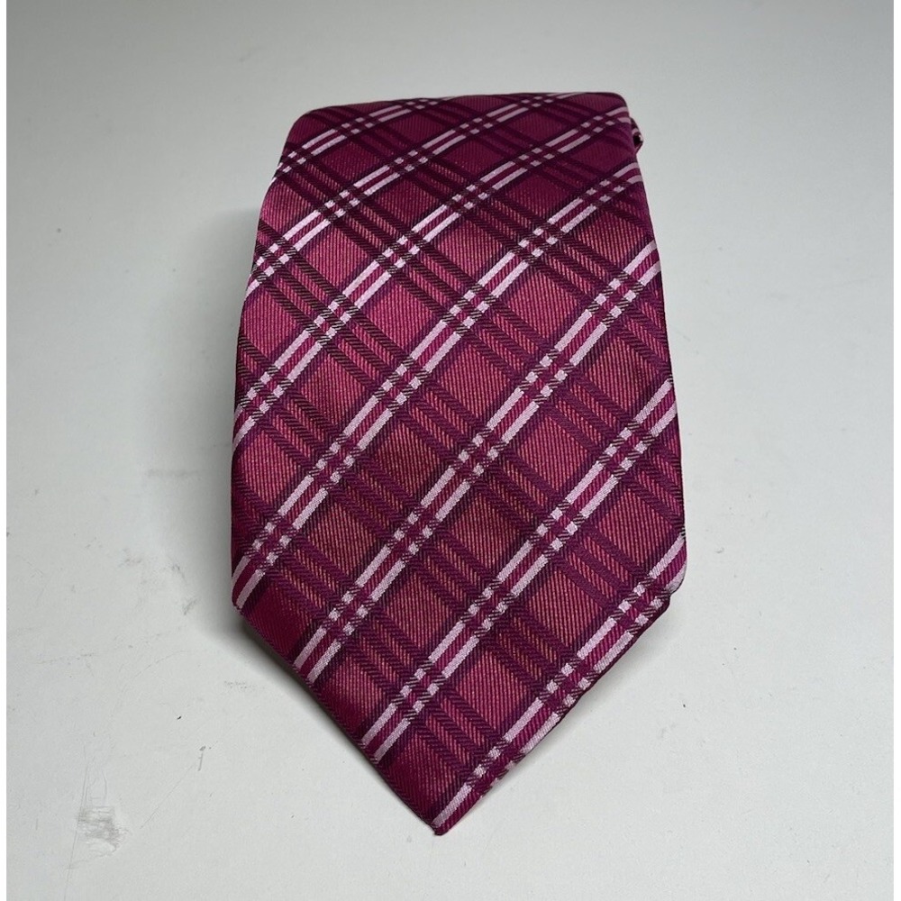 DAVID DONAHUE PURPLE SILK Men's Neck Tie W:3 1/2" BY L:59" Checkered USA